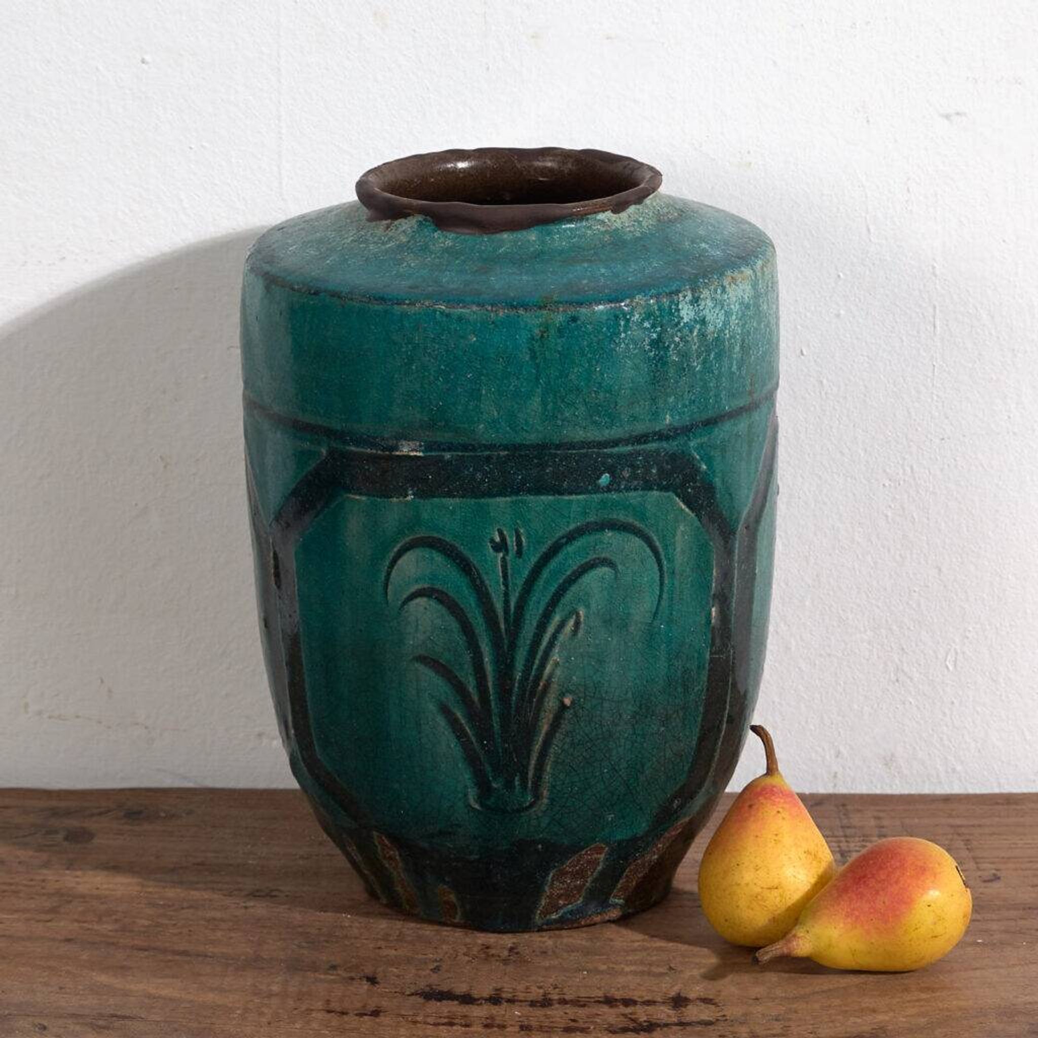 Vase ancien émaillé vert émeraude (c.1820) #12