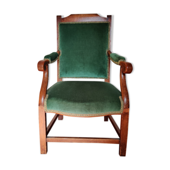 Green velvet and wood chair