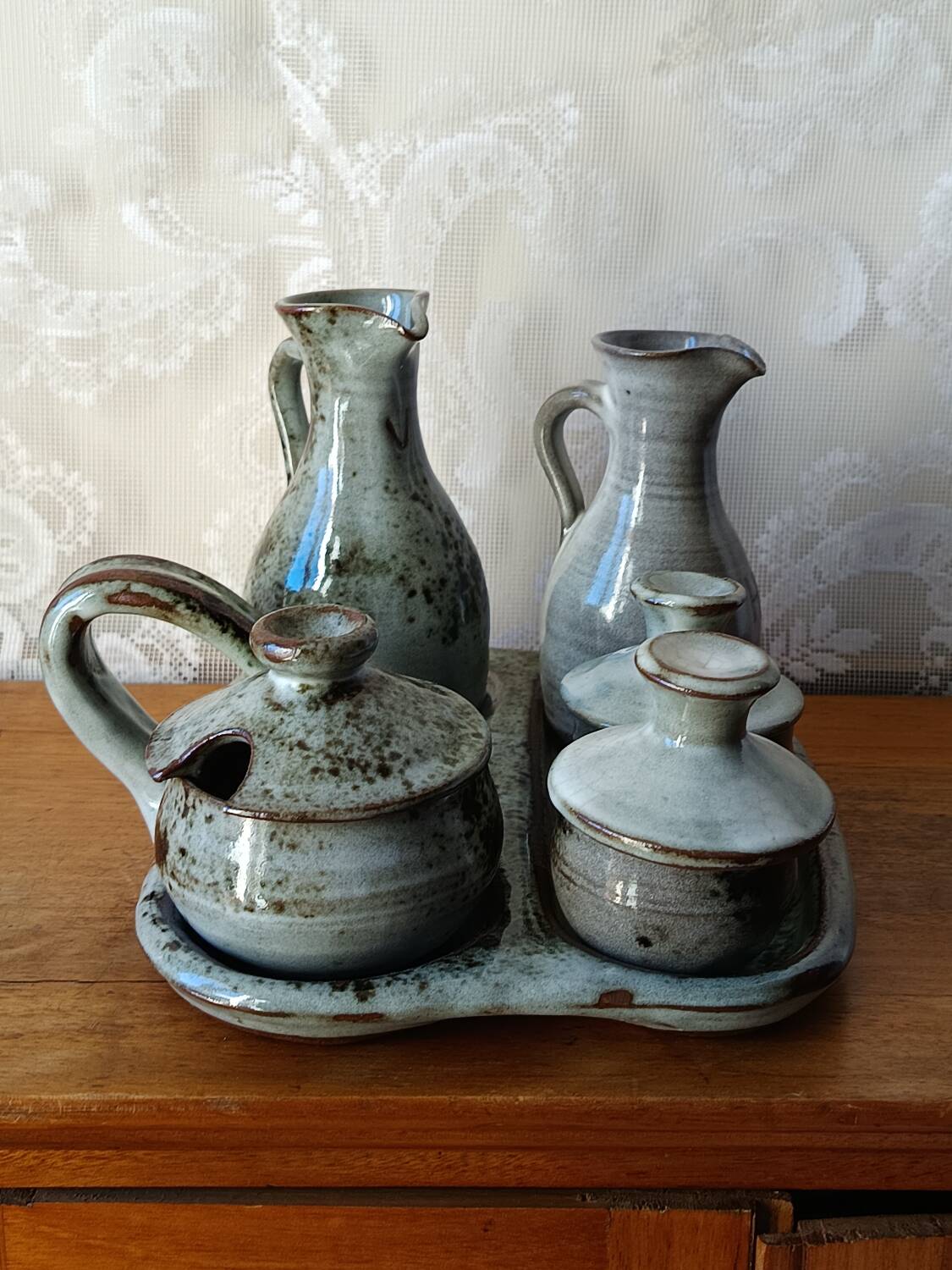 Vintage Condiment Service in Pyrite Stoneware – ACTH Workshop (Thierry &