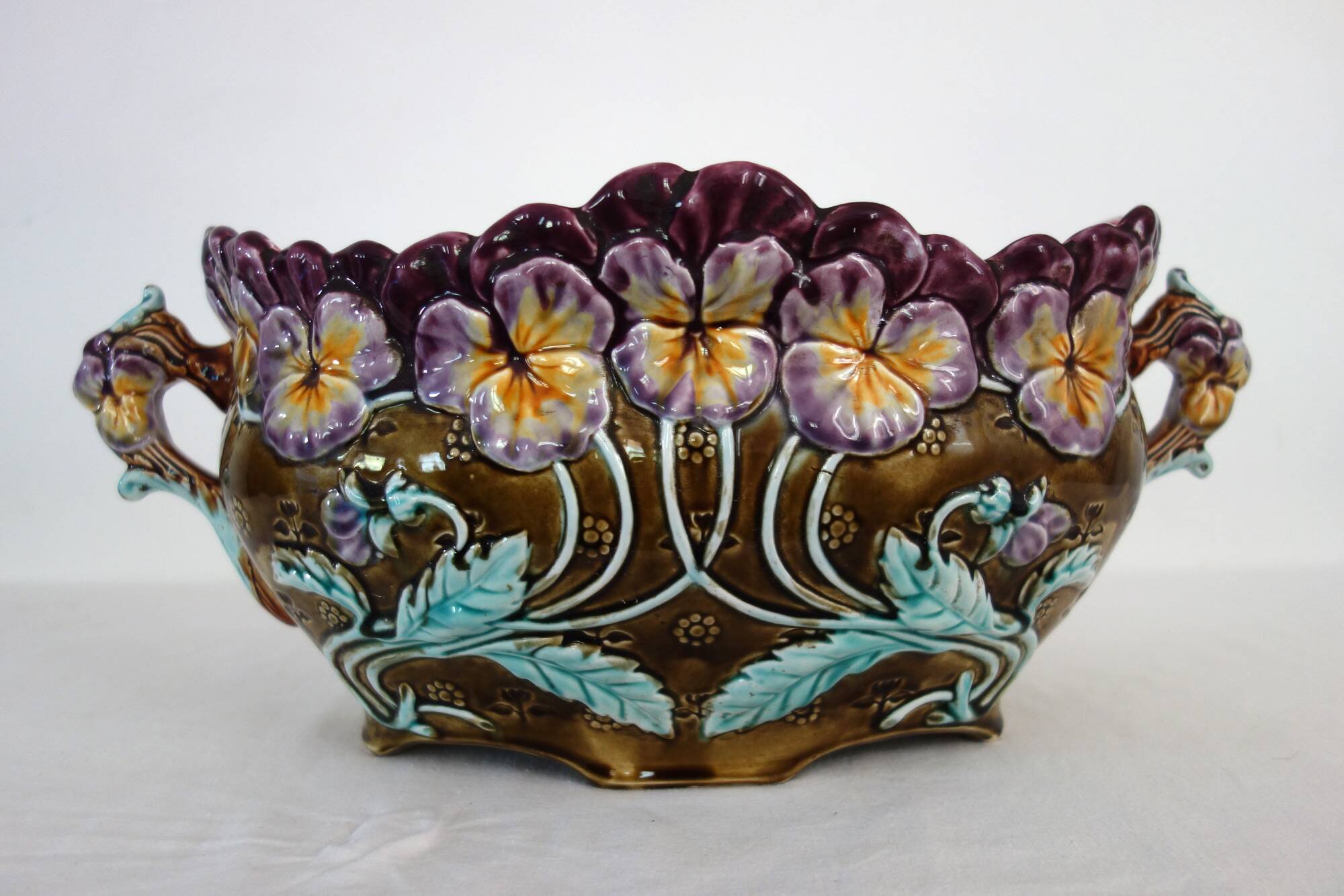 Large planter cache pot borbotine Onnaing art nouveau