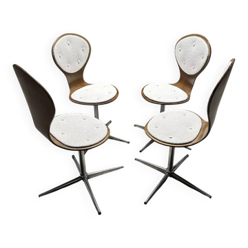 Set of 4 vintage chairs with bent wood and rosewood. Germany, 1960s.