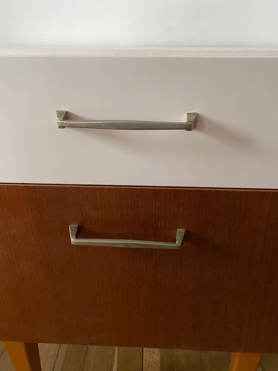 Wooden bedside table and nude