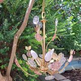 Glass flower chandelier 80s