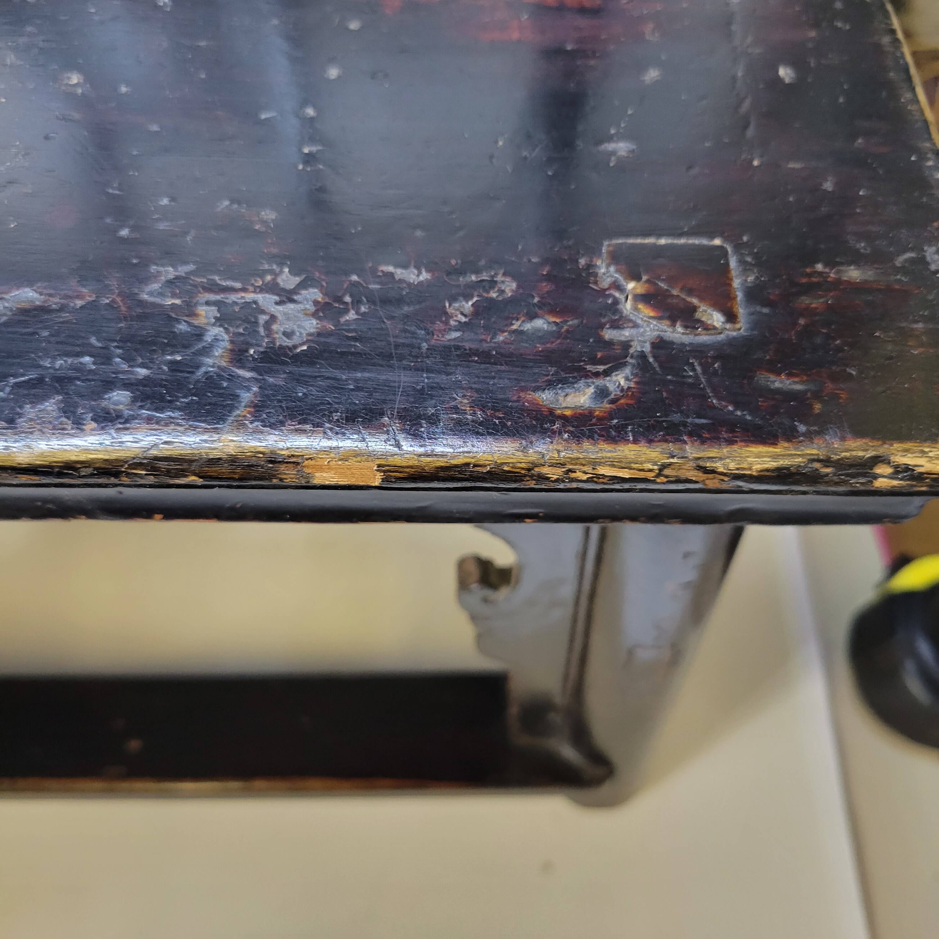 Pair of old chairs armchairs 19th century Chinese stools in black lacquered wood