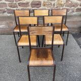 Set of 6 industrial school chairs vintage school communities