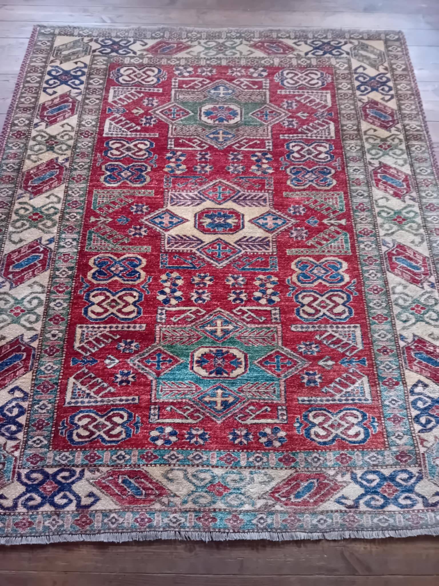 Handmade Pakistani Kazak Rug 200x173cm