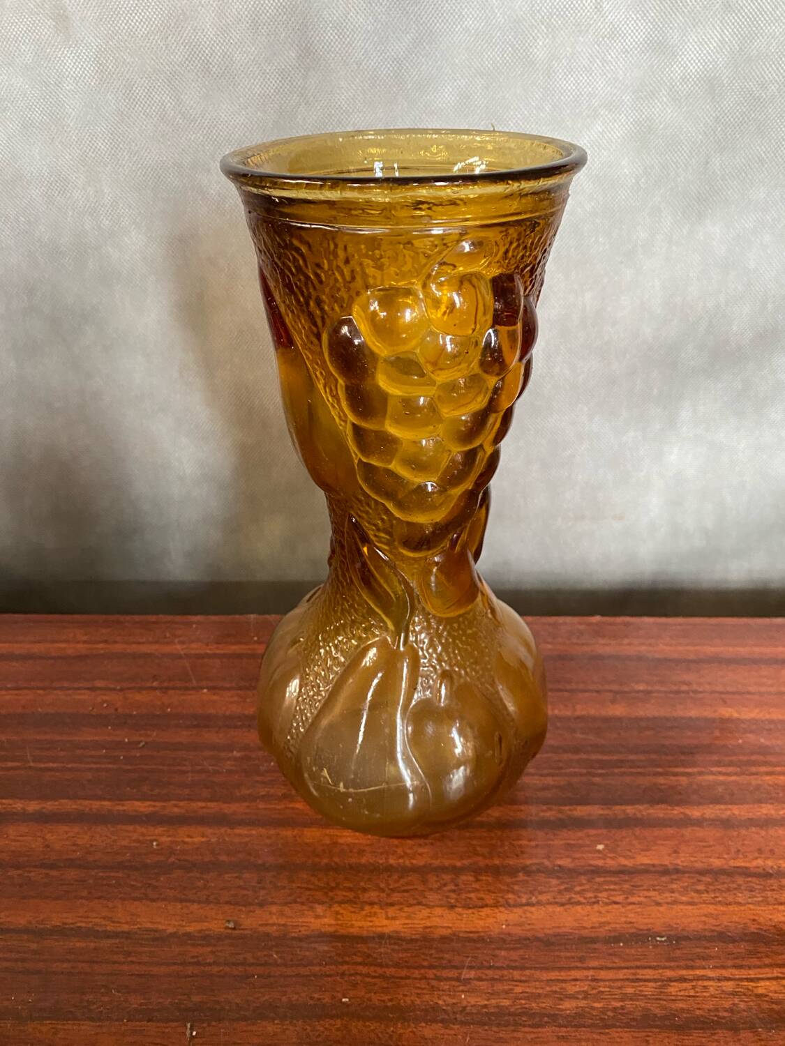 Antique Molded Glass Vase Yellow Orange Amber Made In Italy Vintage