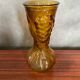 Ancien Vase Verre Moulé Jaune Orange Ambrée Made In Italy Vintage