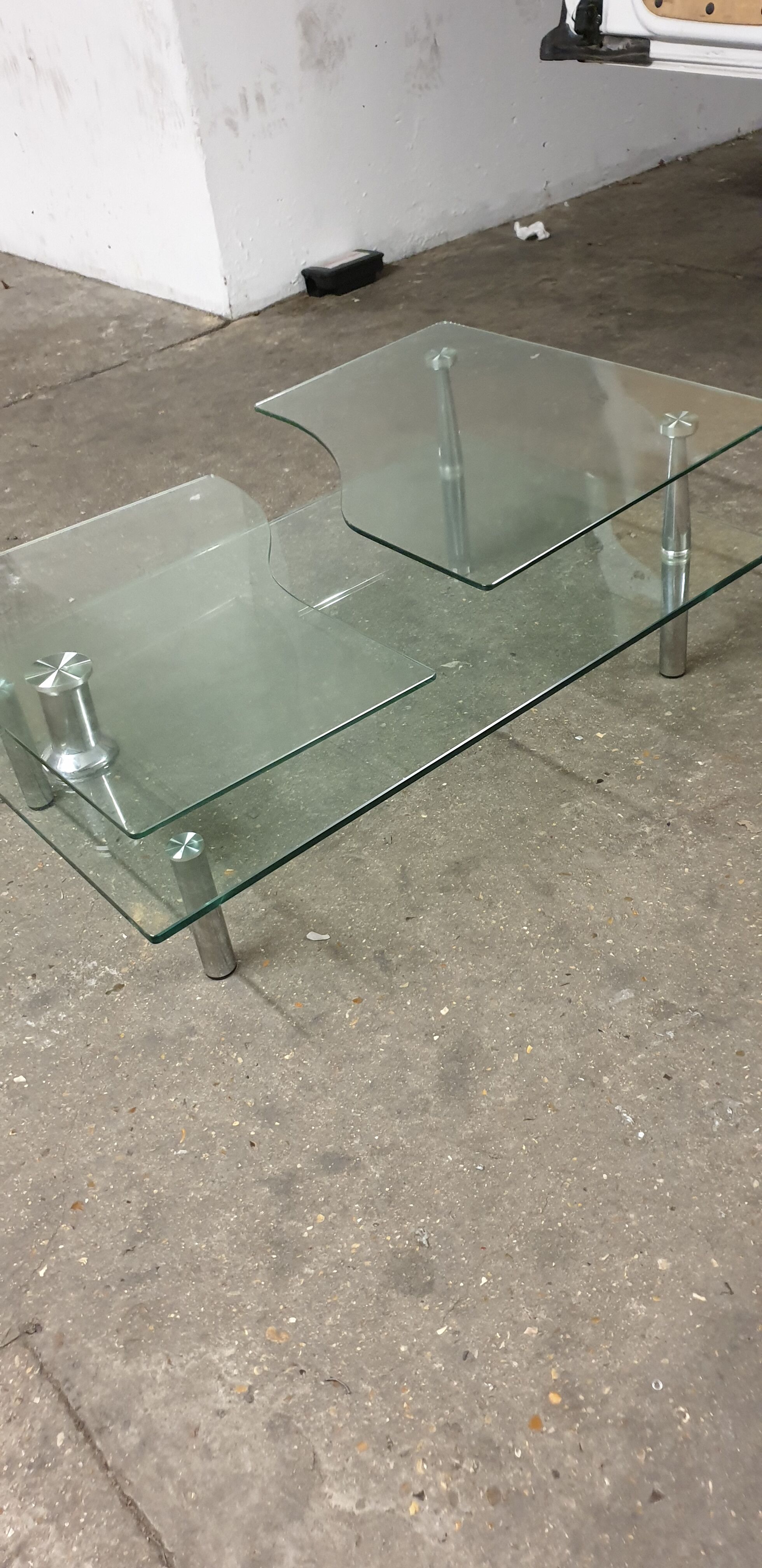 Glass and chrome coffee table