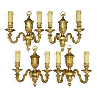 Set of 4 Louis XVI style wall lights - gilded bronze