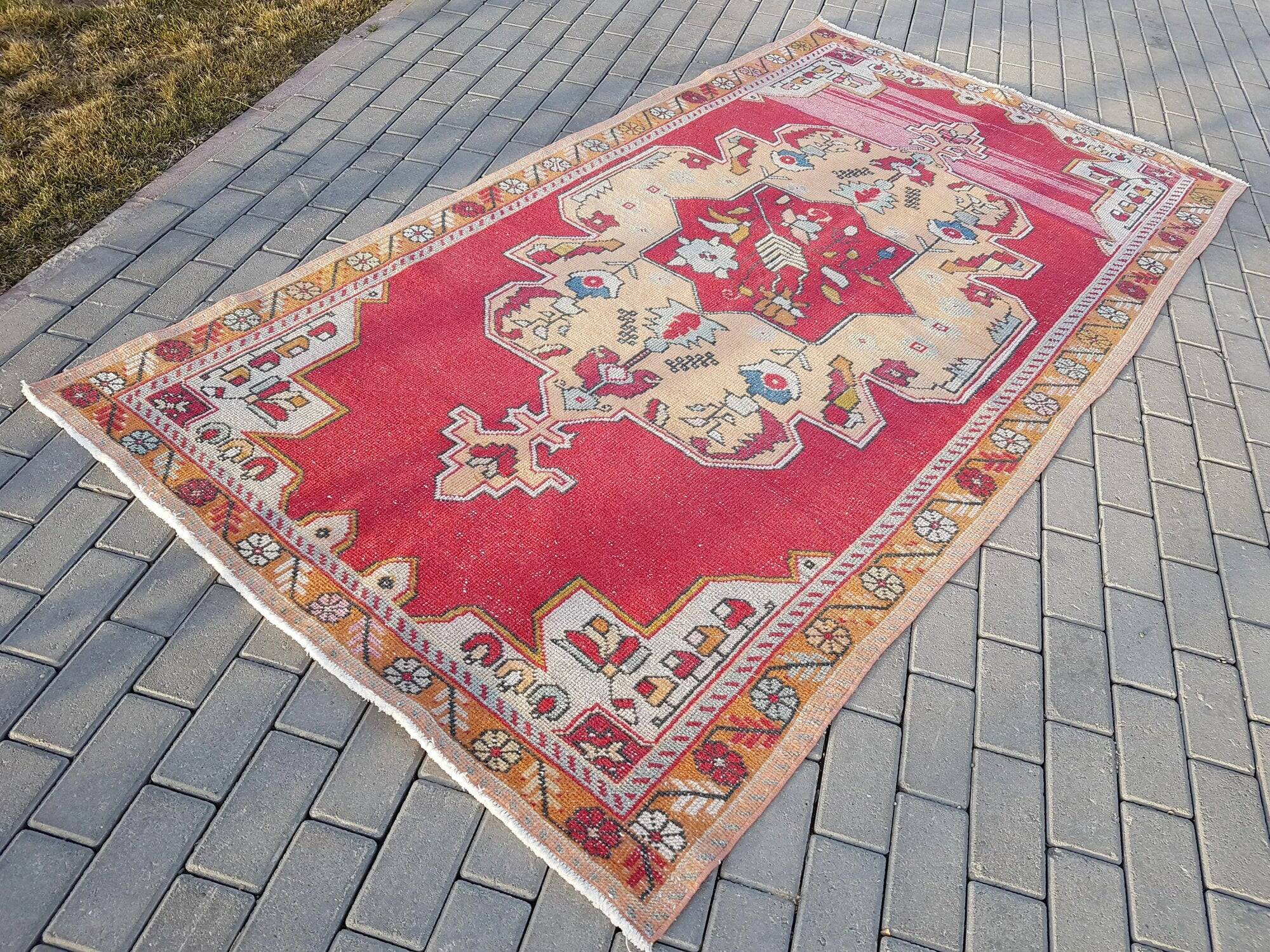 Vintage Turkish handmade rug 143x273 cm