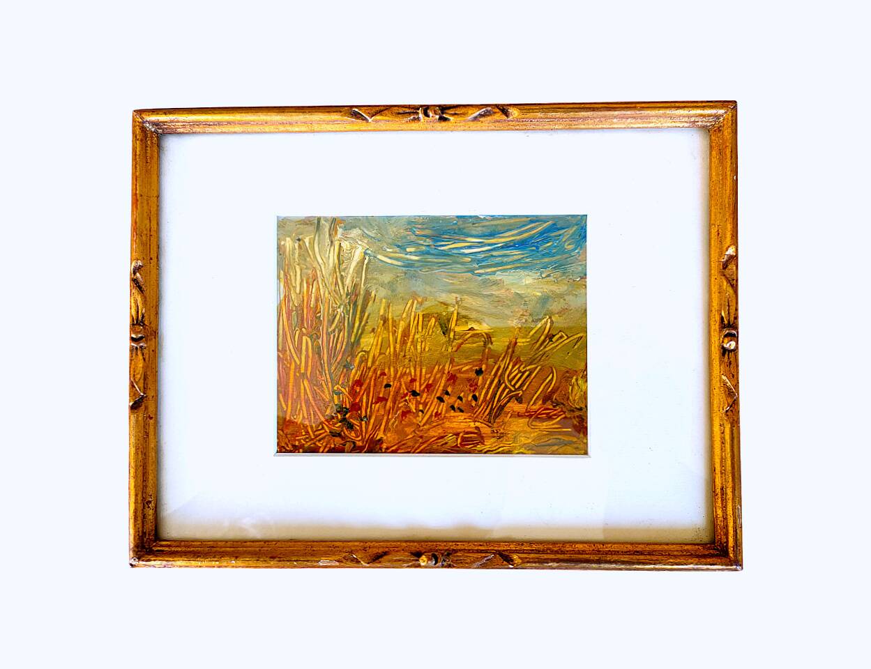 Tableau Encadré Wee Blue Coo - Champ De Coquelicots Merse Field - 23x18 Cm - Décoration Murale Paysage