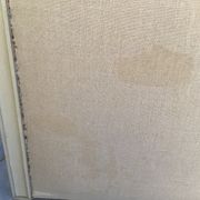 Patinated wood and linen headboard