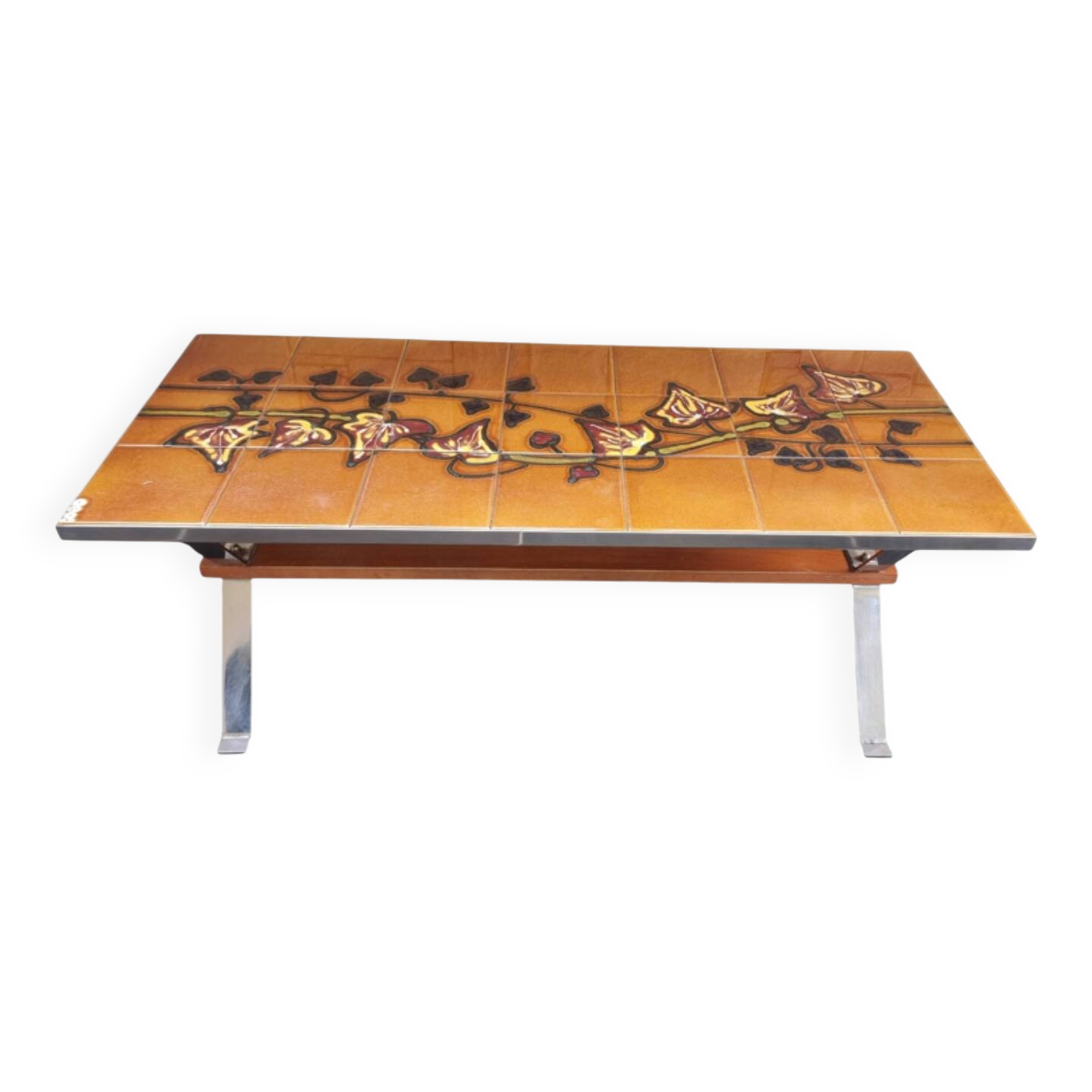 Coffee table with ceramic tiles signed ADRI from the 1970s.