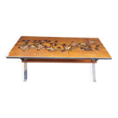 Coffee table with ceramic tiles signed ADRI from the 1970s.
