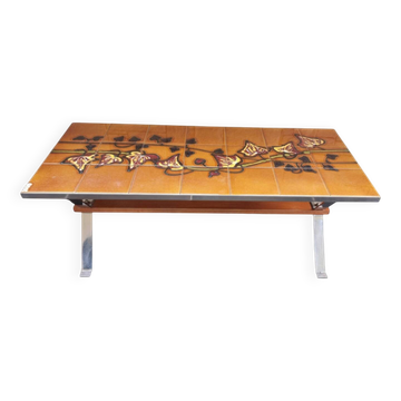 Table basse carreaux de céramique signés ADRI des années 70