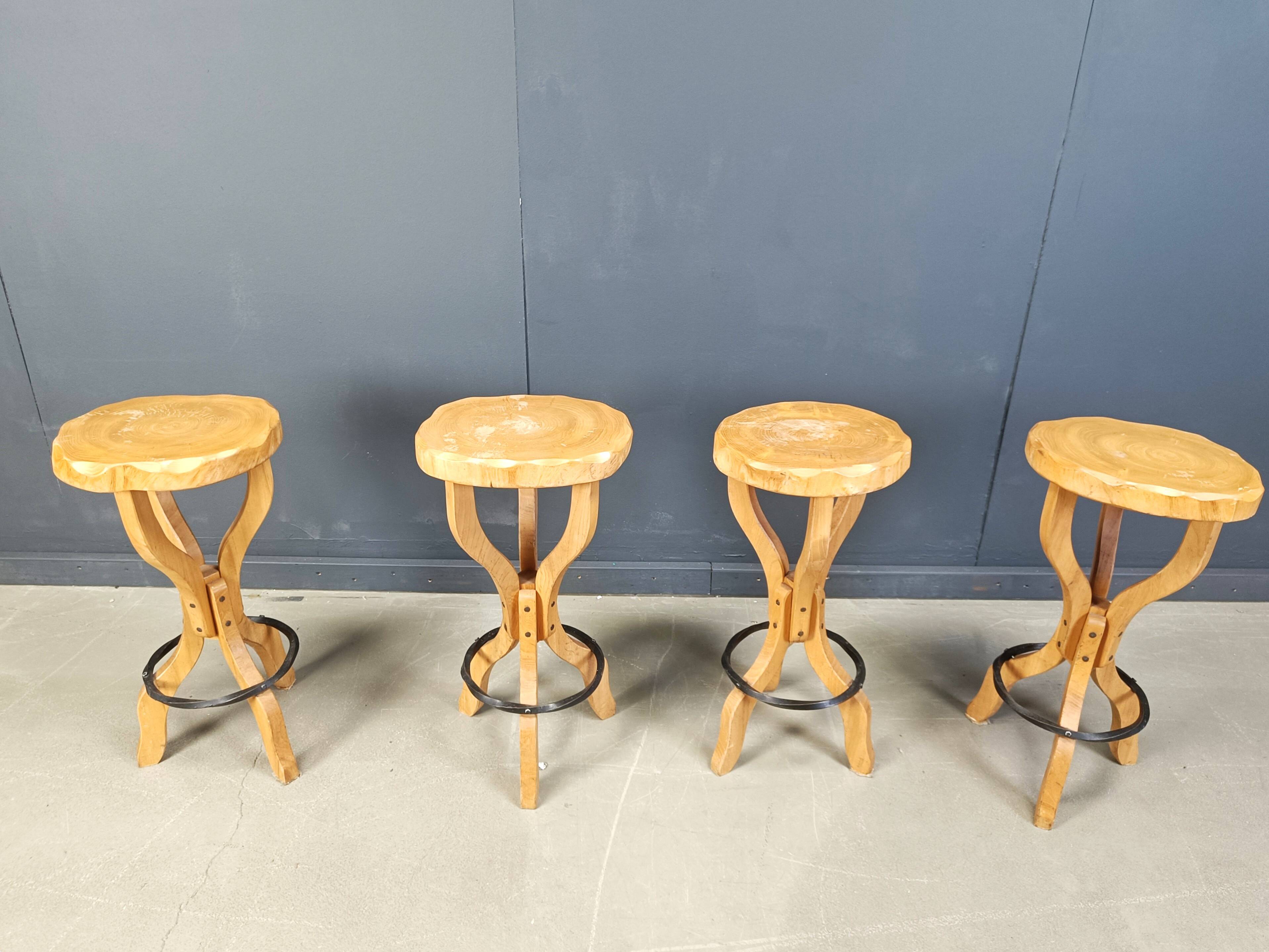 Mid century brutalist bar stools, 1960s - set of 4