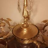 Large Gothic brass chandelier with 6 lights, 1940s.