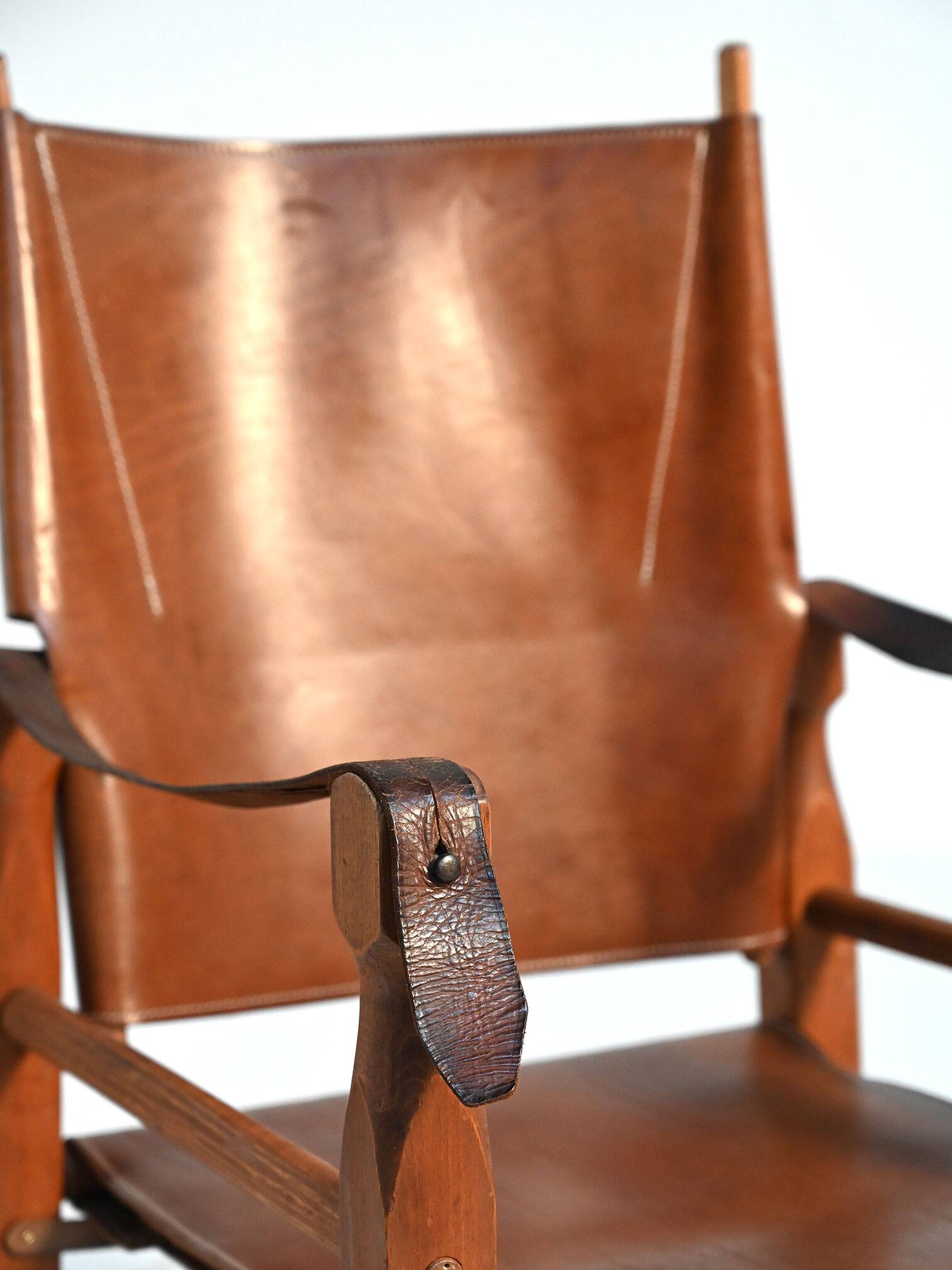 Pair of Scandinavian leather safari chairs
