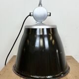 Industrial black enamel factory pendant lamp, 1960s