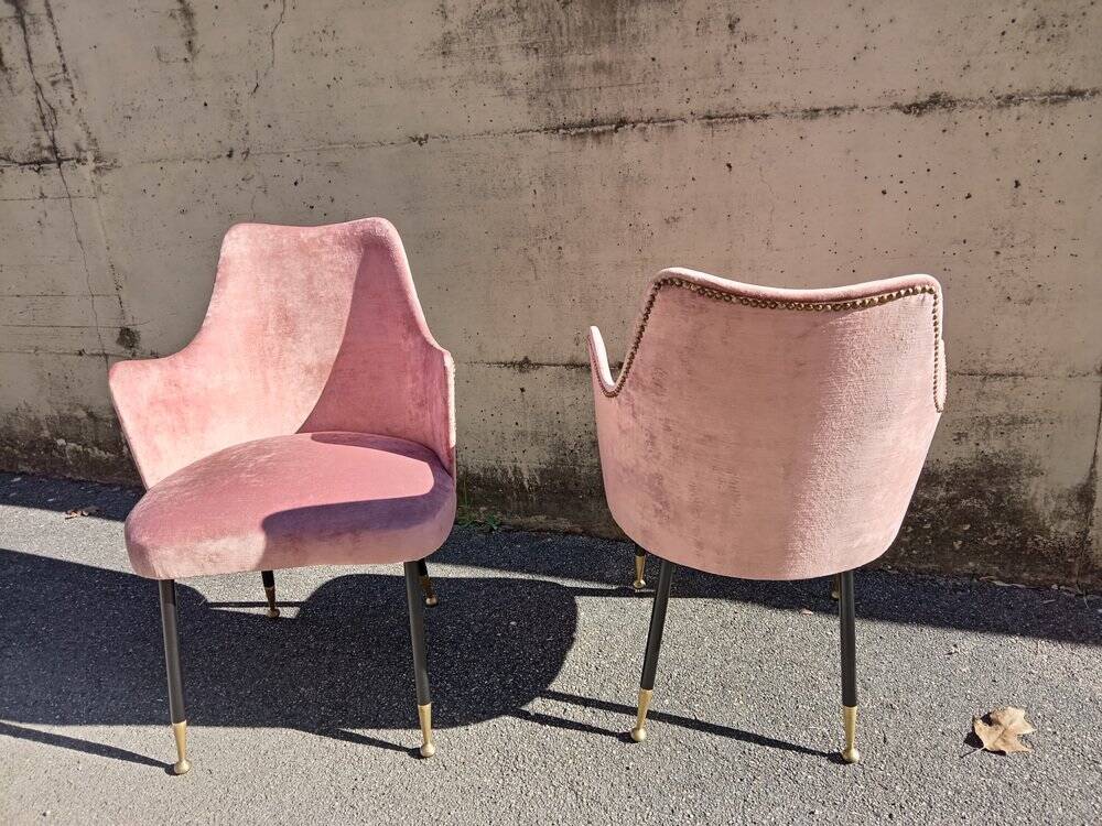 Fauteuils roses, années 1950, ensemble de 2