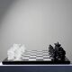 Large vintage chess set from the 70s, white and black marble, Italian craftsmanship