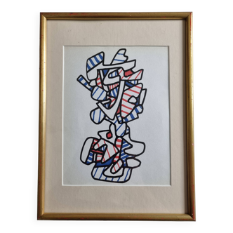 Sérigraphie d’après Jean Dubuffet,  encadrée, années 70, 23 x 31 cm