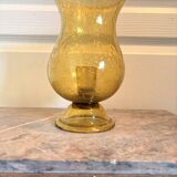 Old Vase Candle Holder Chandelier Blown Glass Bubbled Green BIOT