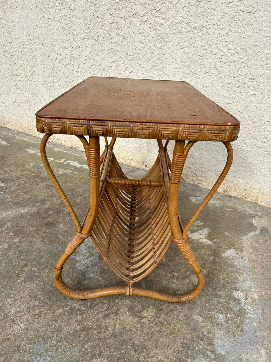 Vintage rattan magazine table