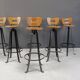Vintage brutalist bar stools, set of 6 - 1970s