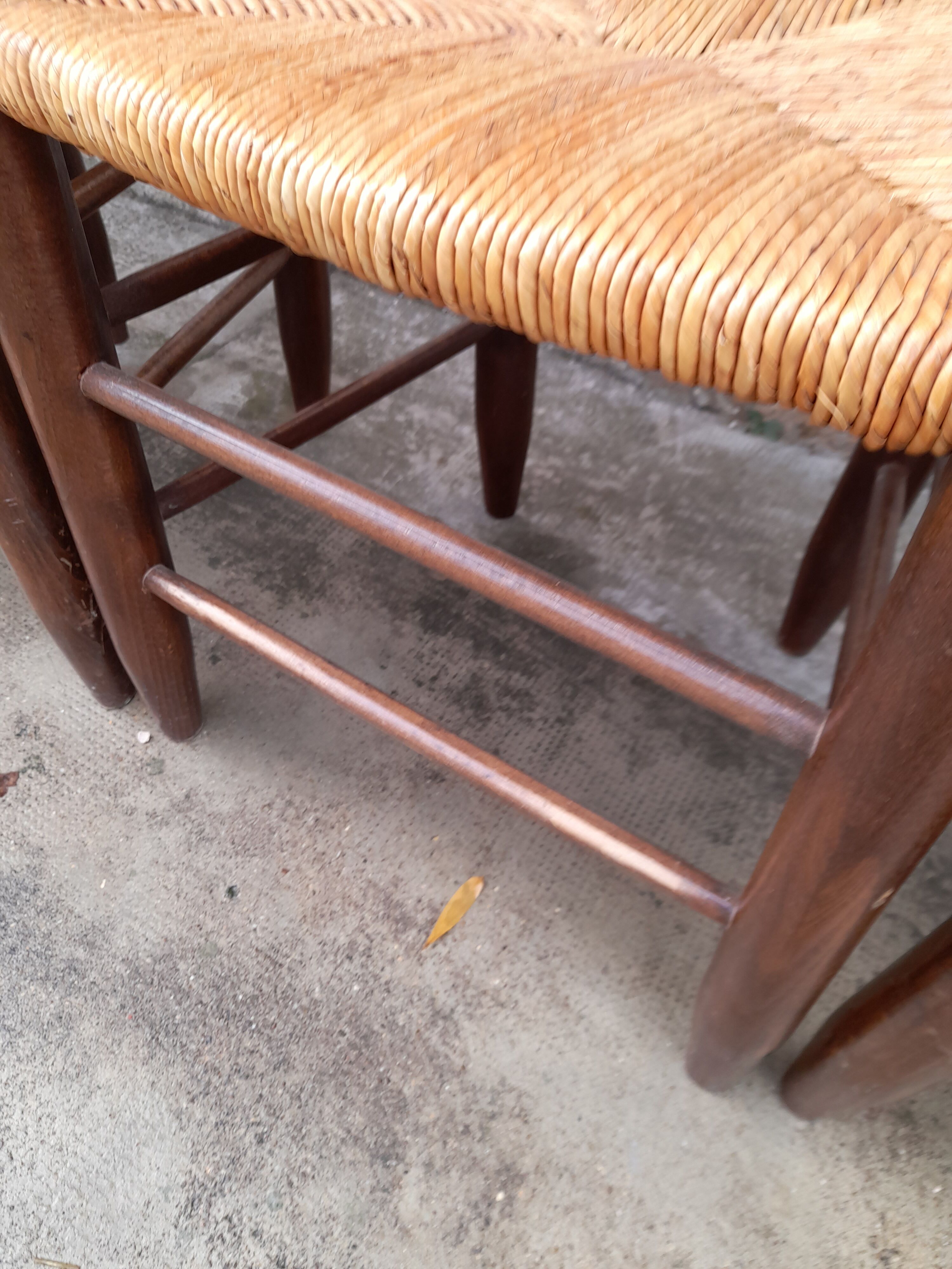 Série de 10 chaises paillé rustique anciennes