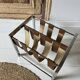Vintage chrome steel and leather magazine rack – 1970s