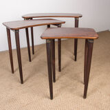Set of 3 nesting tables "beans" danish rosewood 1960