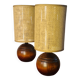 Pair of solid wood ball lamps, Scandinavian style bedside lamps, 33x14