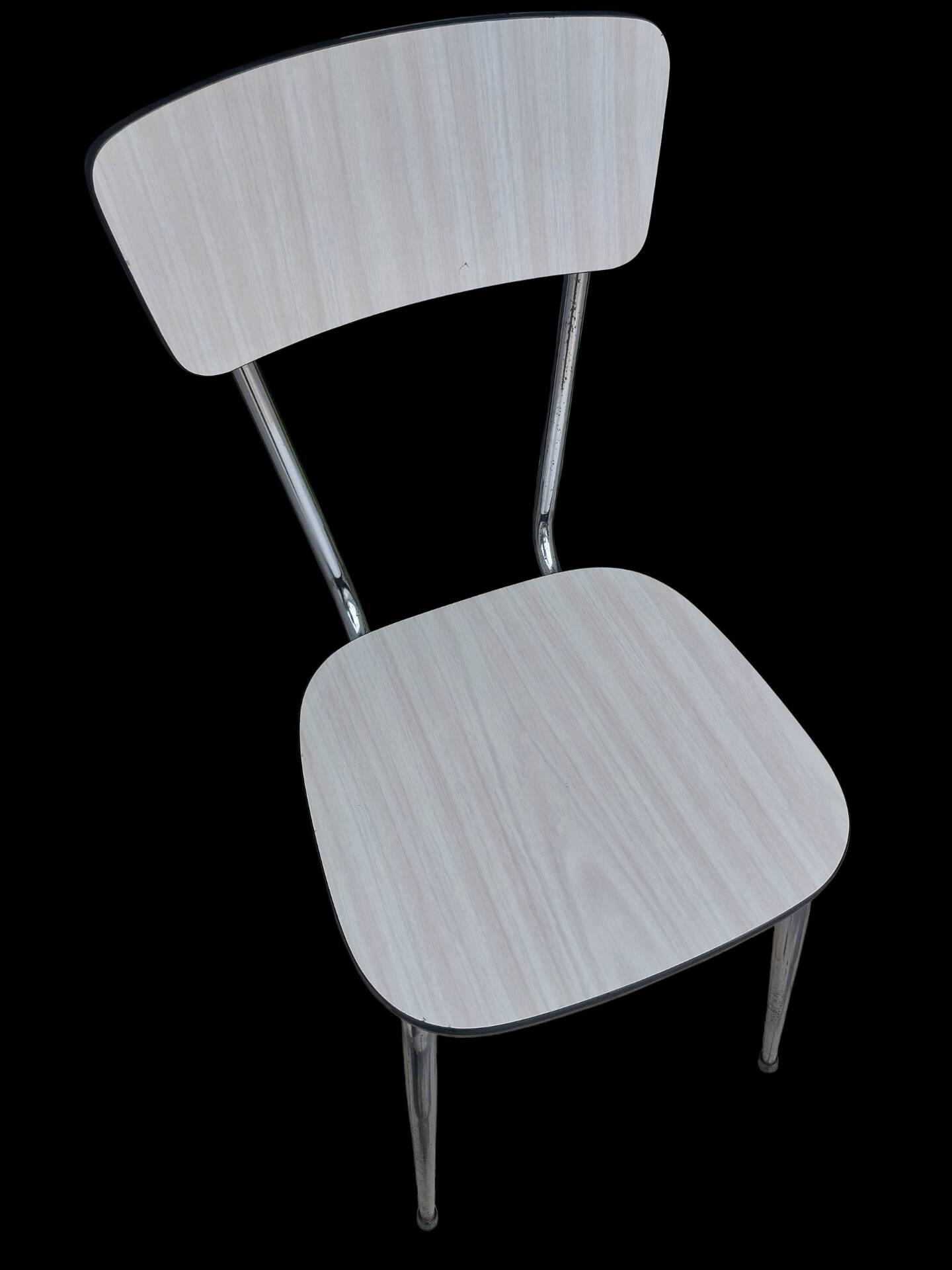 Pair of vintage chairs in light Formica and chrome metal – 1960s