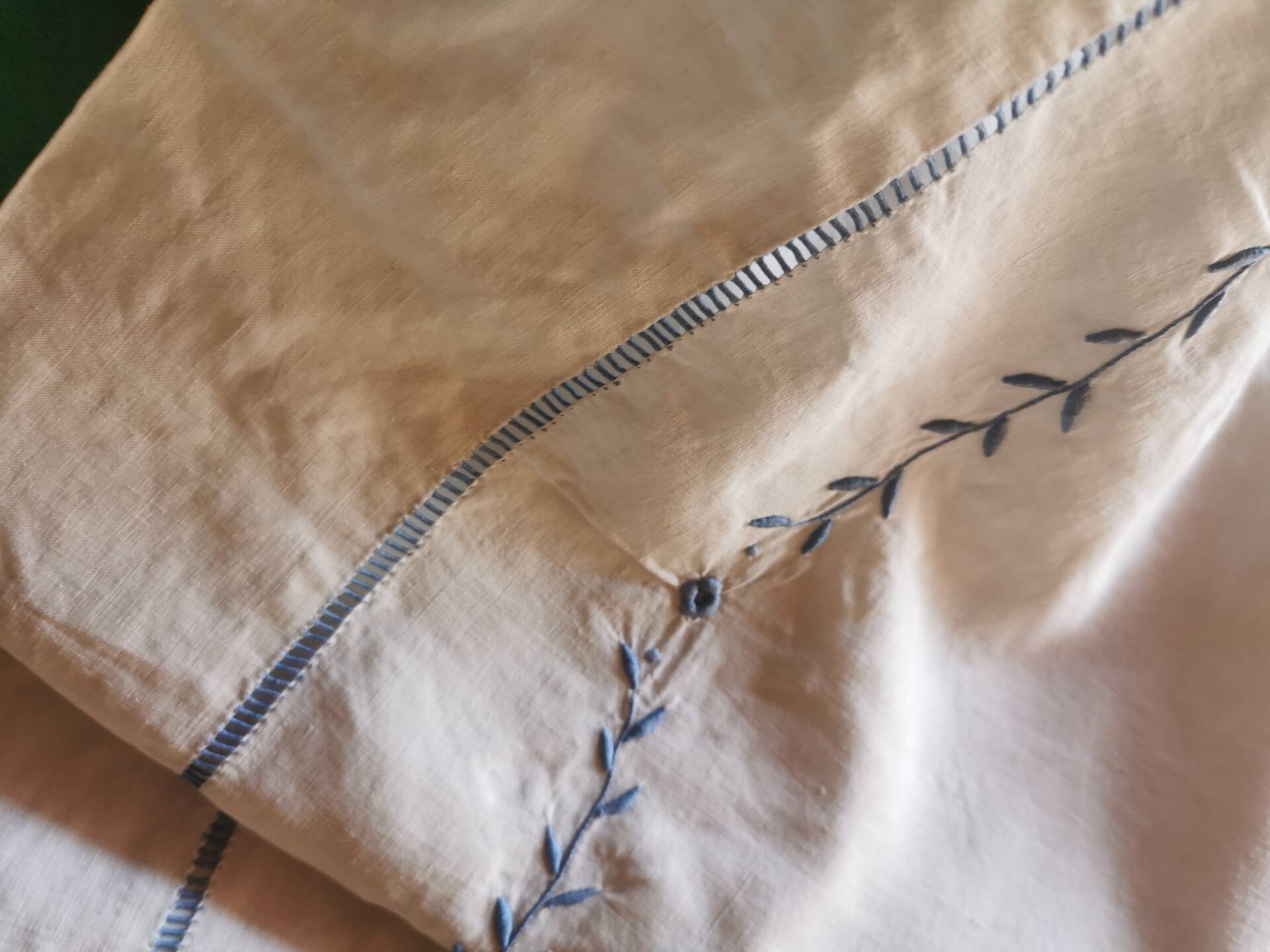 Drap ancien en lin monogrammé 3,20x2,30 m
