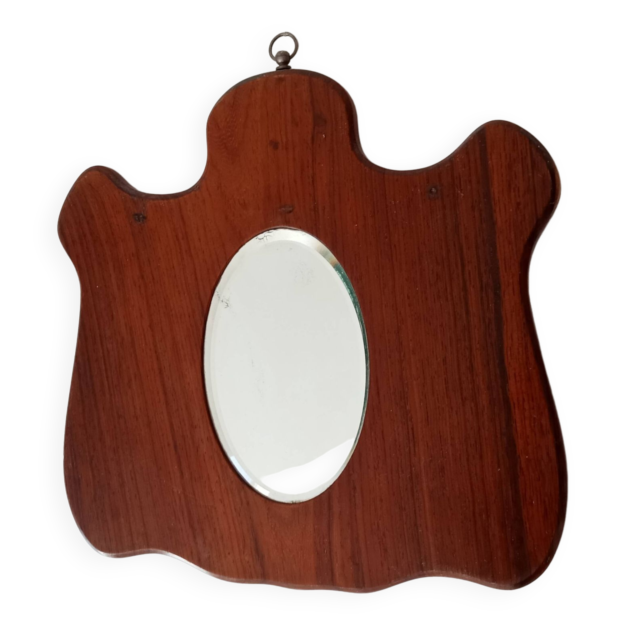 Small vintage free-form beveled mirror from the 60s