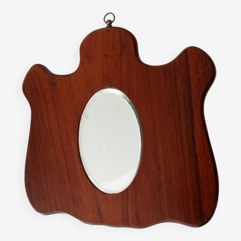 Small vintage free-form beveled mirror from the 60s