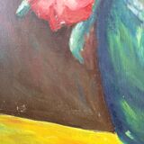 Oil painting on cardboard - bouquet of peonies