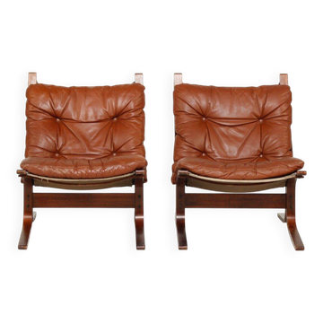 Chaises Siesta en cuir norvégien vintage des années 50 par Ingmar Relling