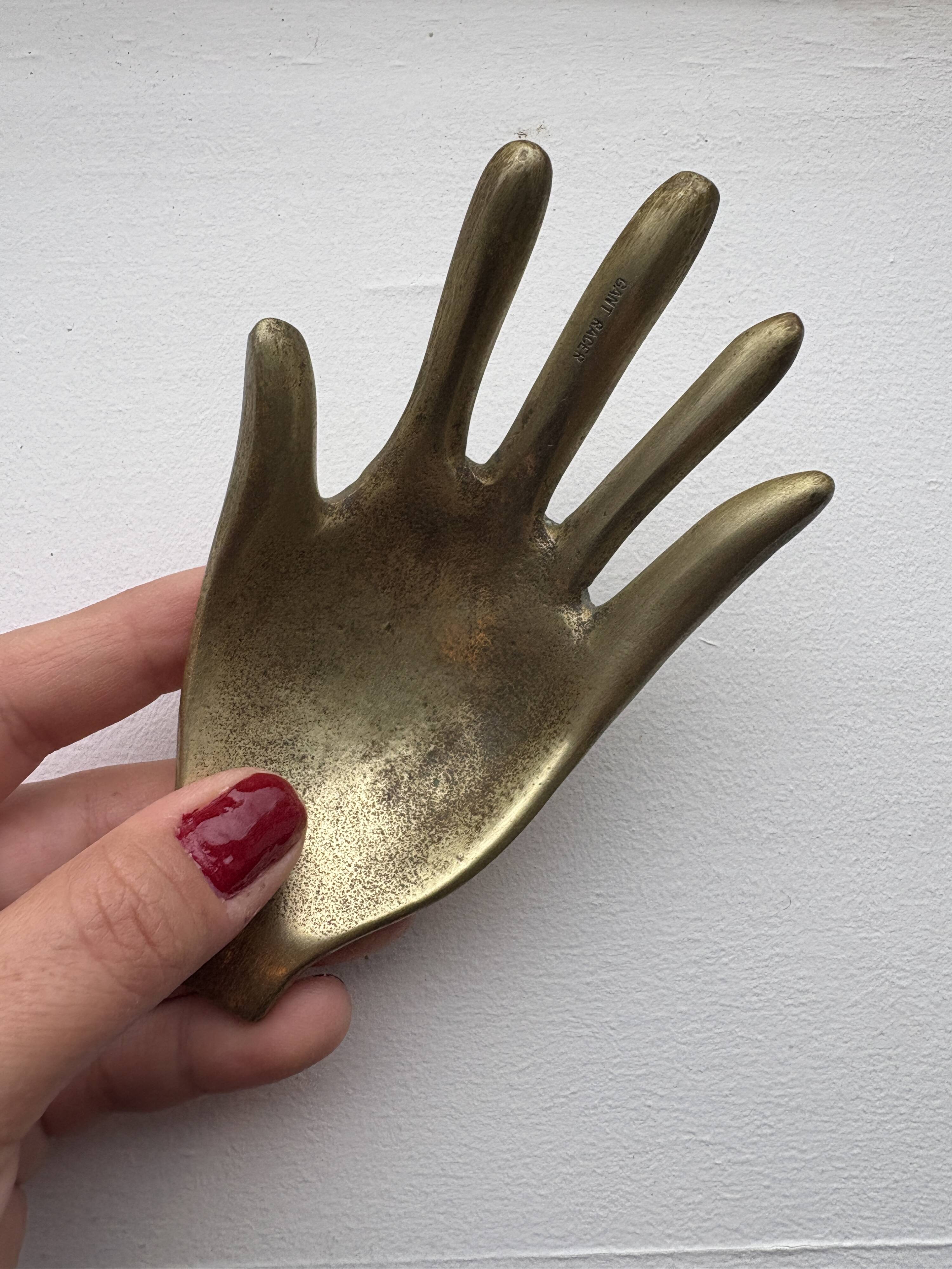 Vintage brass hand ashtray/trinket tray