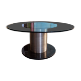 Space Age marble, glass and steel table, 1970s