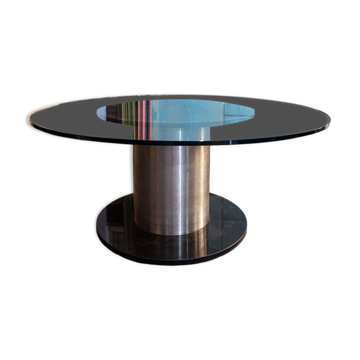 Space Age marble, glass and steel table, 1970s
