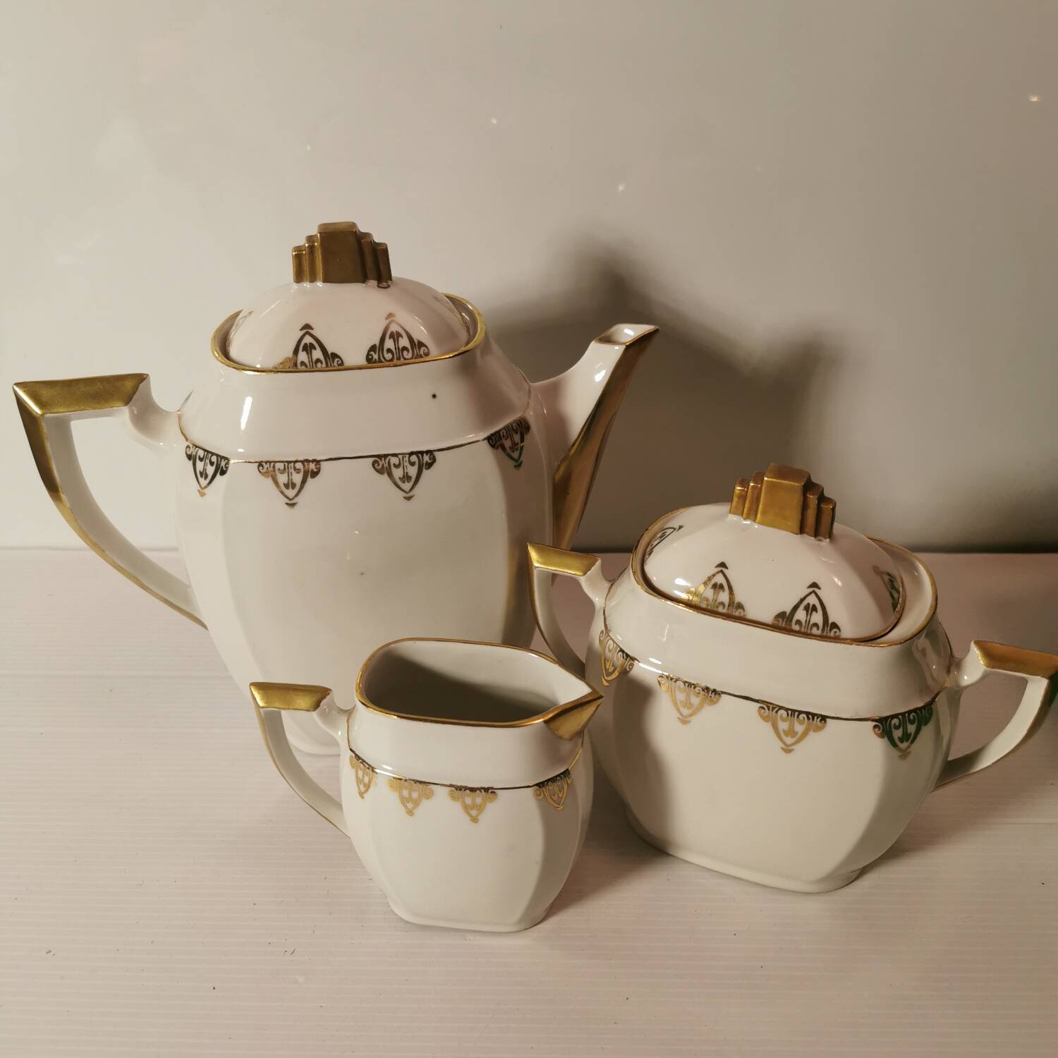 Ms france coffee service art deco style white and gold