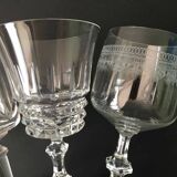 6 assorted crystal wine glasses