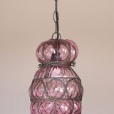 Plum colour Venetian Lantern, Seguso Murano Glass, Italy, 1950s