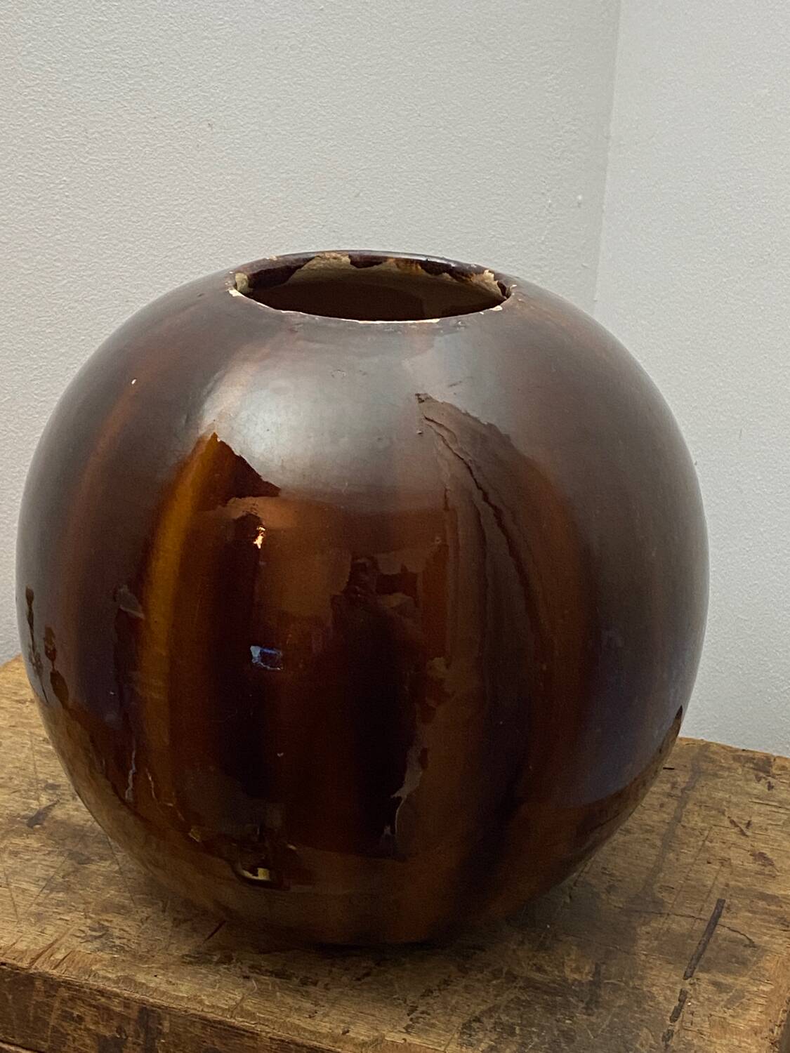 Art Deco Terracotta Spherical Vase by Albert Hellies