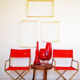 Red vintage pair of lafuma folding chairs