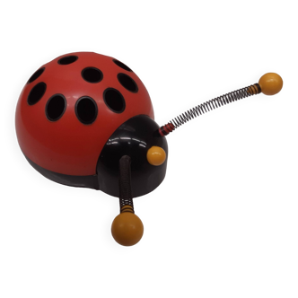 Vintage ladybug pencil holder from the 1970s