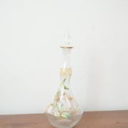 Legras (late 19th century) liqueur carafe in enamelled glass with floral decoration.